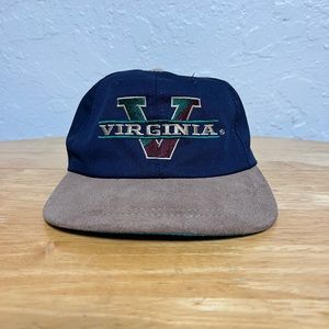 University of Virginia vintage leather brimmed adjustable hat / cap. OS.